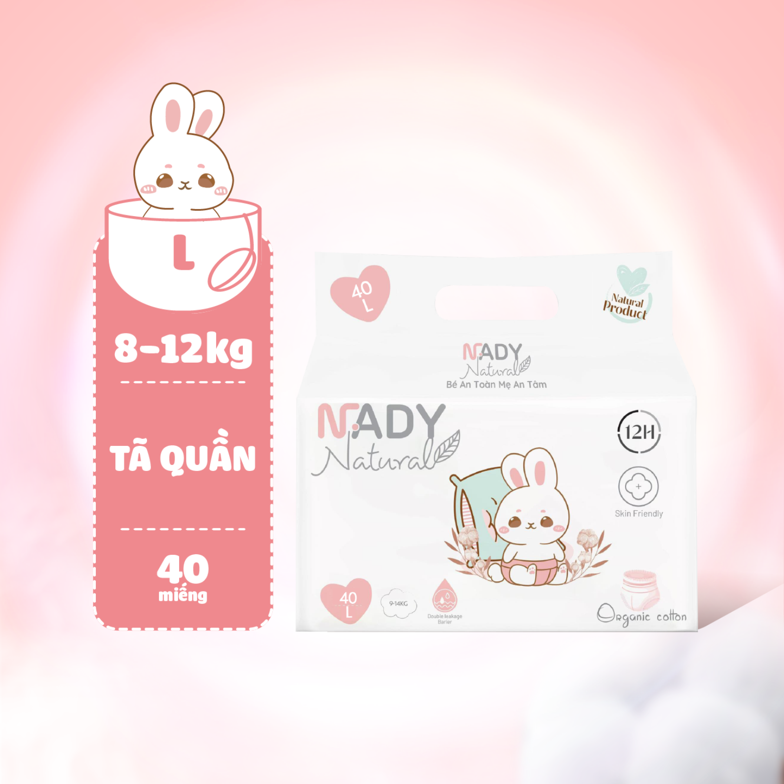 Bỉm quần Nady Natural - Size L 8-12kg
