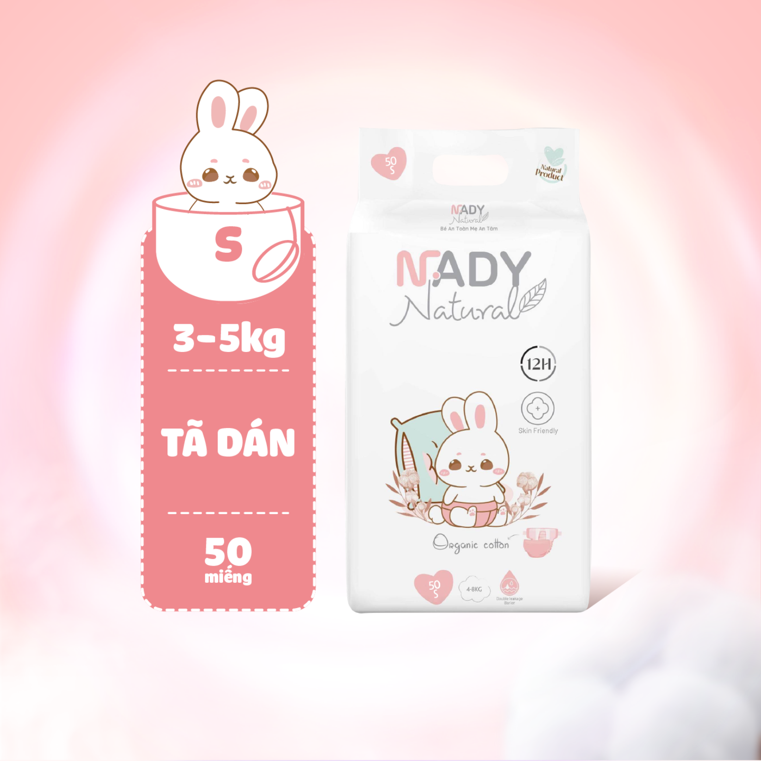 Bỉm dán Nady Natural - Size S 3-5kg