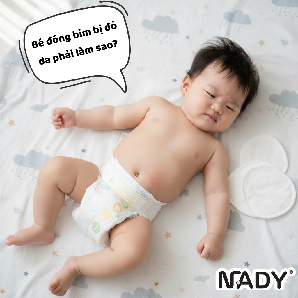 Bé đóng bỉm bị đỏ da phải làm sao